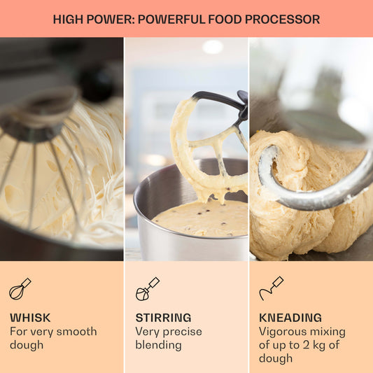 Klarstein Bella Elegance 1800W Stand Mixer 5.5qt Stainless Steel Red