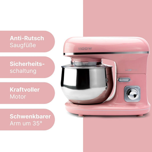 Clatronic Rock'n'Retro KM 3711 Stand Mixer 5L 1100W Pink