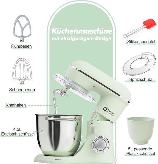 Kitchen in the box 1300W Dual Bowl Stand Mixer Green