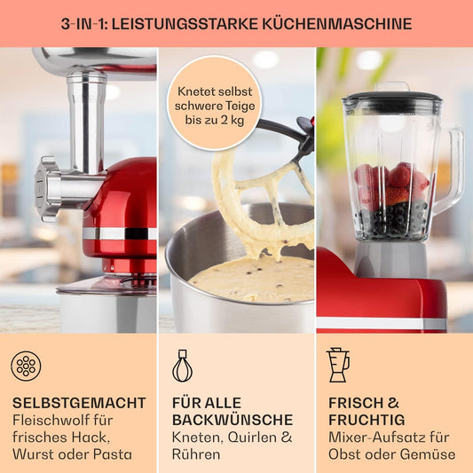 Klarstein Lucia Elegance 3-in-1 Stand Mixer, Blender and Meat Mincer