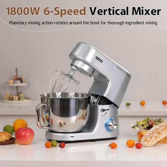 Homlee 1800W Professional Stand Mixer with 7.6 Quart Stainless Bowl