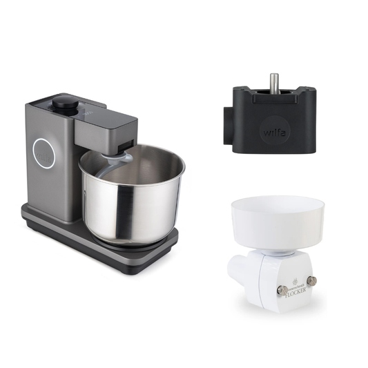 Wilfa Küchenmaschine Probaker Timer KM2GY-T70 grau+ Tool Adapter + Messerschmidt Flockervorsatz