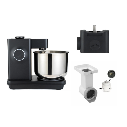 Wilfa Küchenmaschine Probaker Timer KM2BS-T70 schwarz + Tool Adapter + Messerschmidt Gemüseschneider