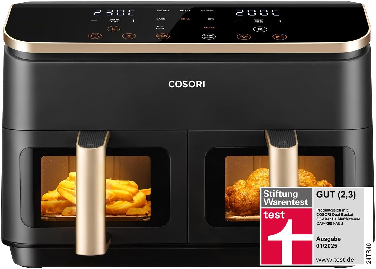 COSORI 8.5L Dual Zone Air Fryer with Twin Viewing Windows