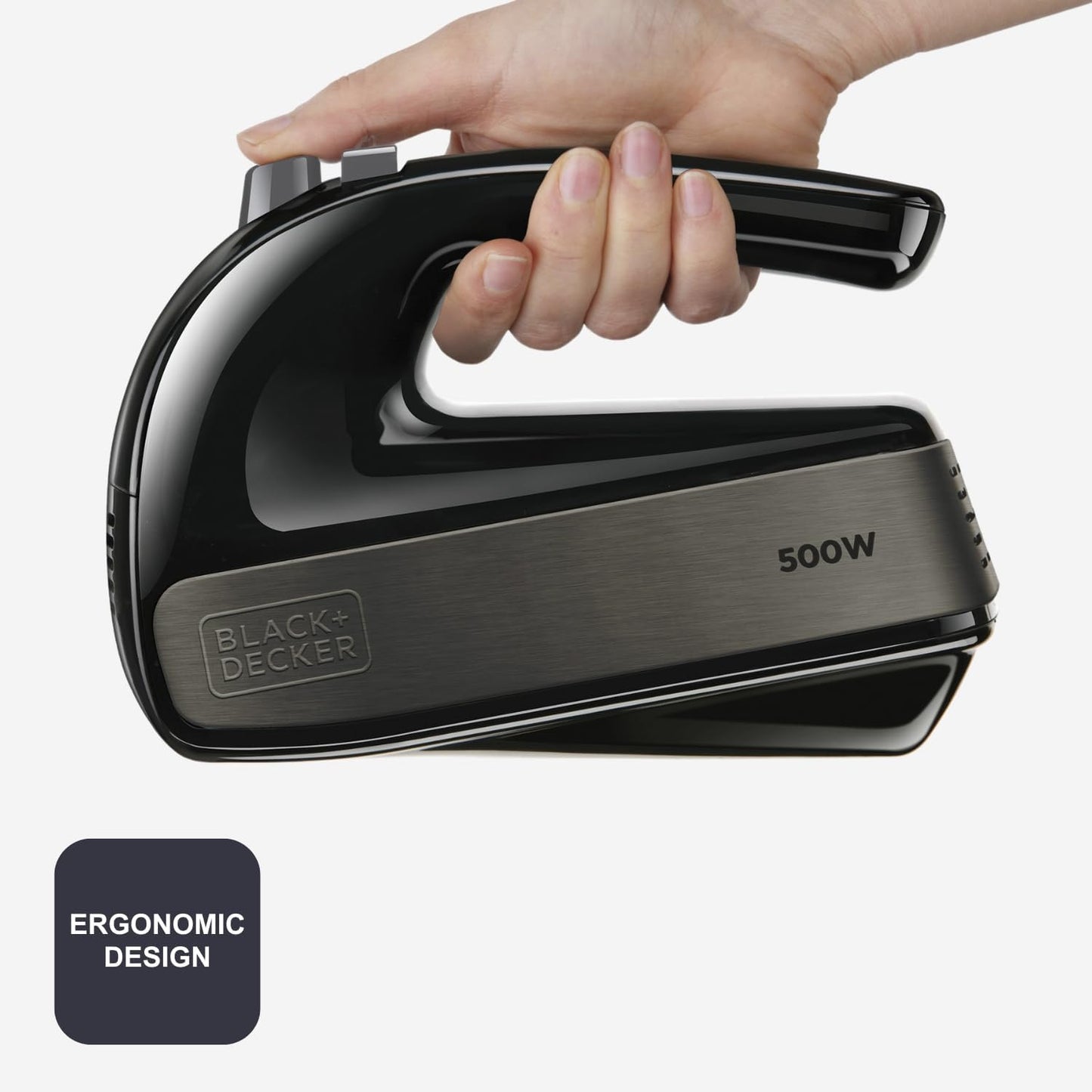 Black+Decker 500W Stainless Steel Hand Mixer with 5 Speeds