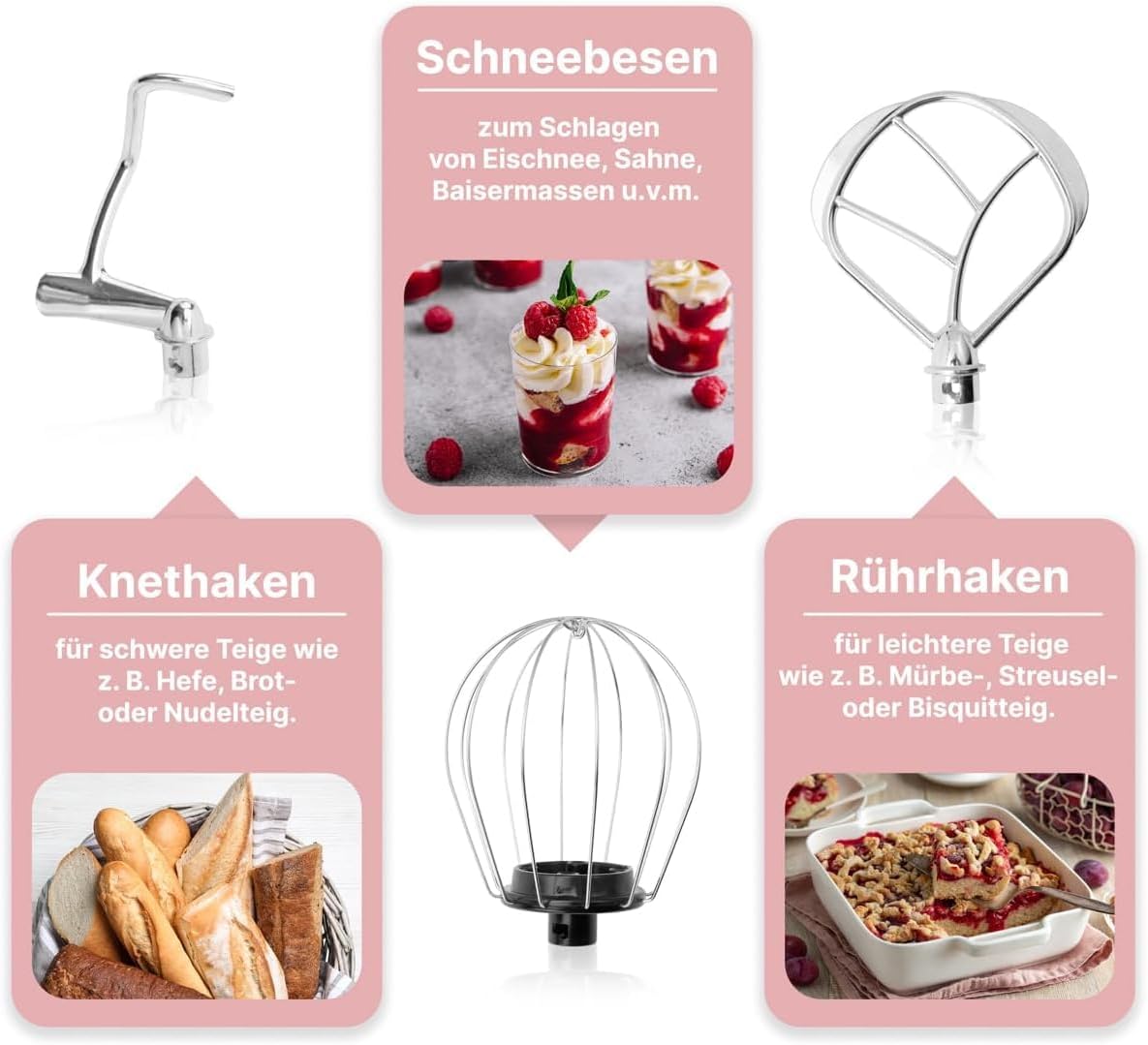 Clatronic Rock'n'Retro KM 3711 Stand Mixer 5L 1100W Pink