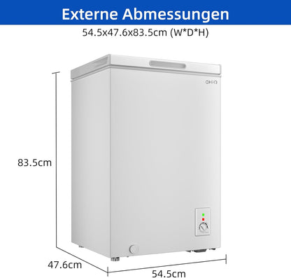 CHiQ 99L Compact Chest Freezer with Adjustable Thermostat Control White