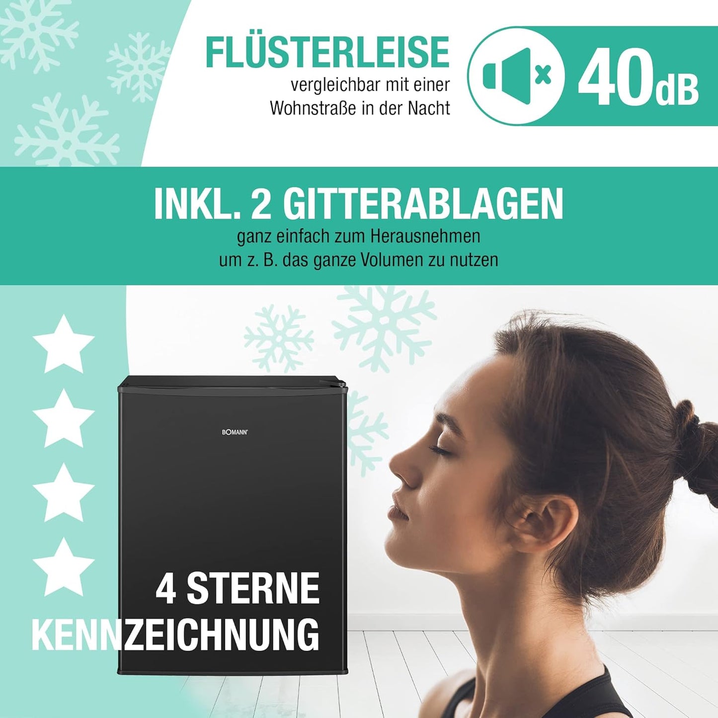 Bomann GB 7236 Black 42L Compact Mini Freezer Reversible Door