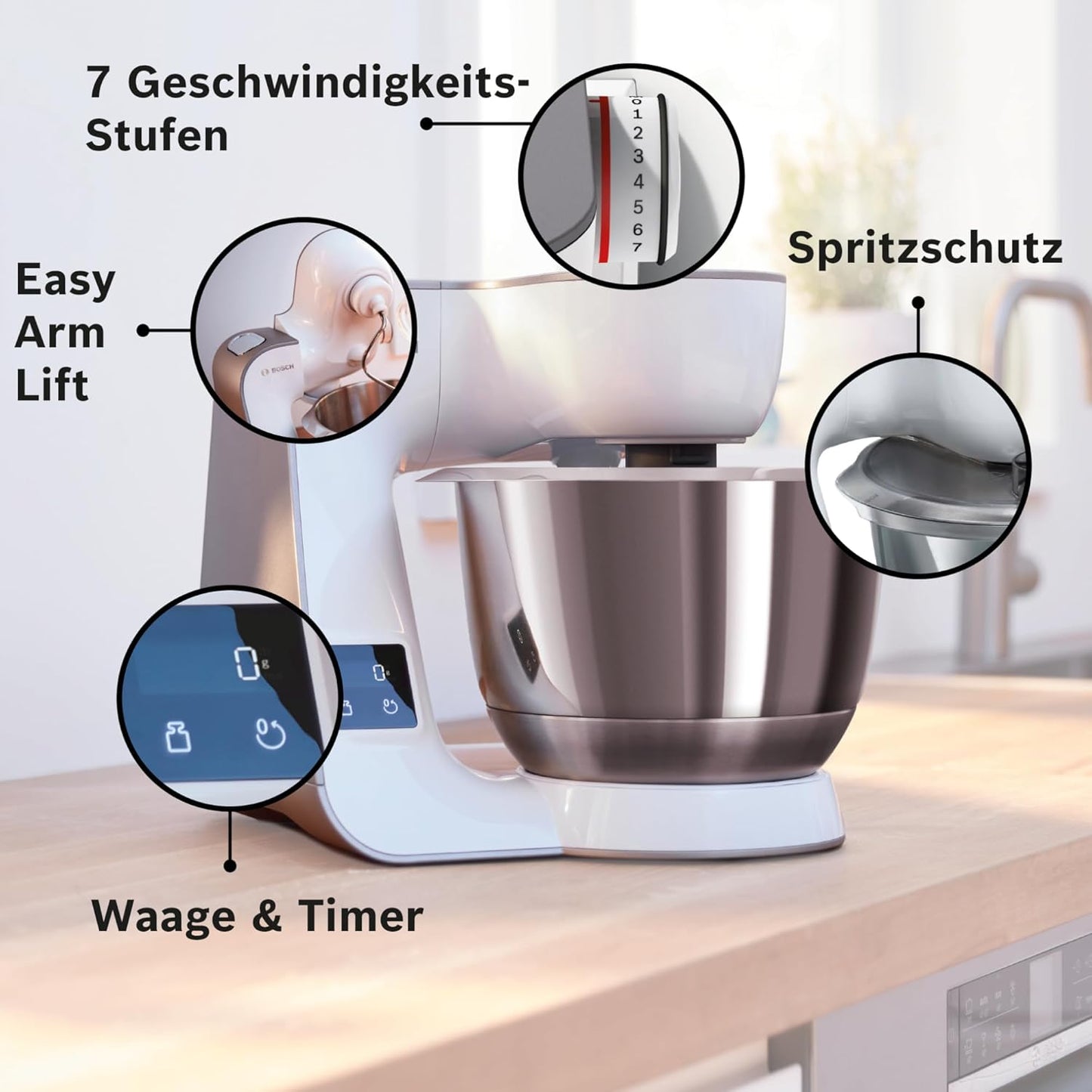 Bosch MUM5 Food Processor with Integrated Scale and 1000W Motor
