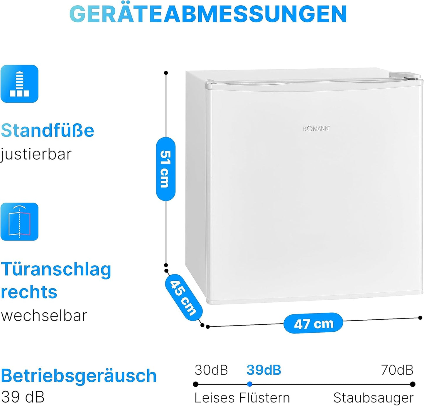 Bomann GB 341 Compact 31L Mini Freezer Box with Reversible Door