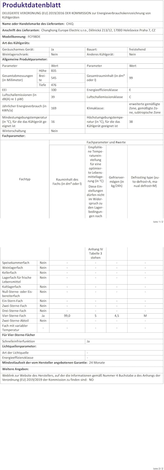 CHiQ 99L Compact Chest Freezer with Adjustable Thermostat Control White