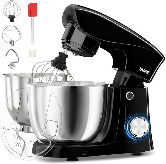 YASHE 1500W Professional Stand Mixer with Dual Stainless Steel Bowls