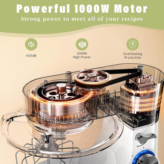 Zuccie 1000W Tilt-Head Stand Mixer with 4.75QT Stainless Steel Bowl