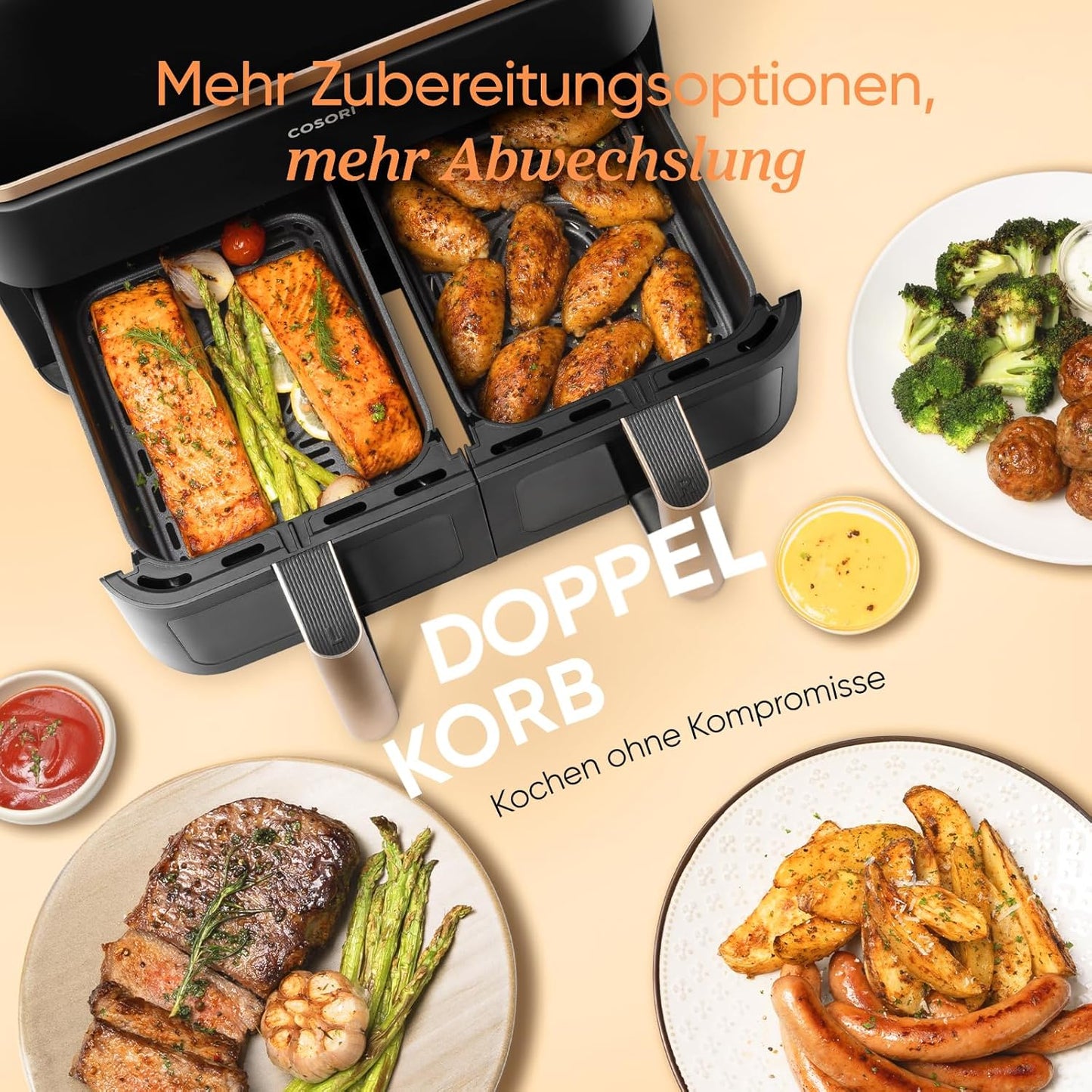 COSORI 8.5L Dual Zone Air Fryer with Twin Viewing Windows
