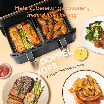 COSORI 8.5L Dual Zone Air Fryer with Twin Viewing Windows
