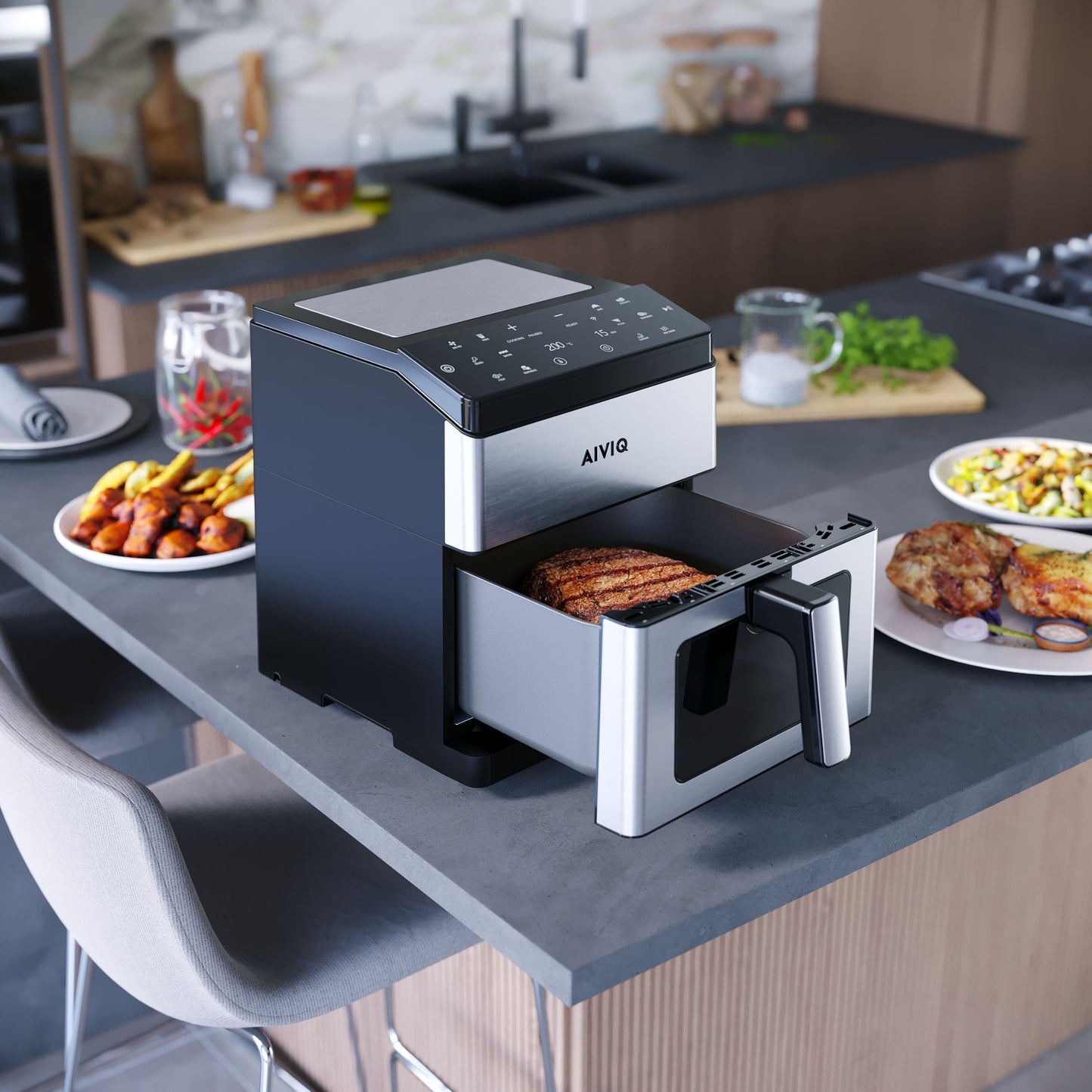 AIVIQ Premio 8L Stainless Steel Smart Airfryer with Dual Heating