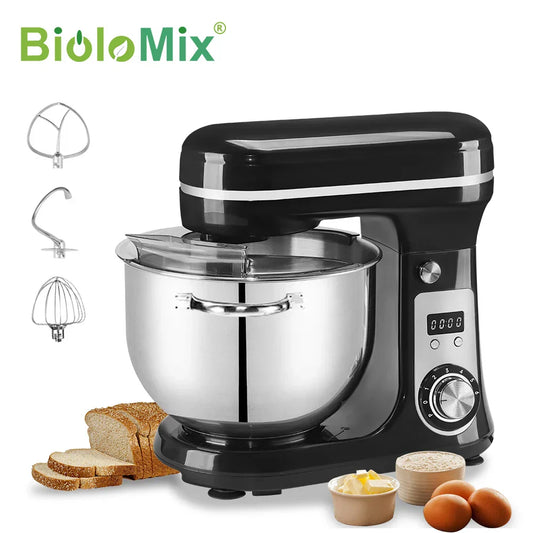 BioloMix 6L Quiet DC Motor Kitchen Stand Mixer with Timer