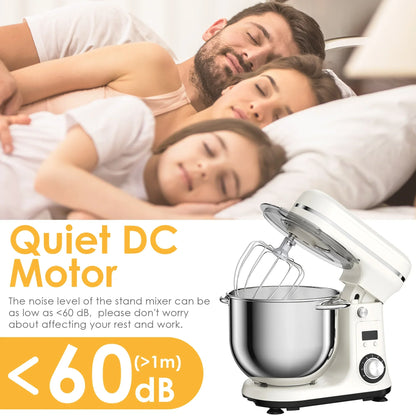 BioloMix 6L Quiet DC Motor Kitchen Stand Mixer with Timer