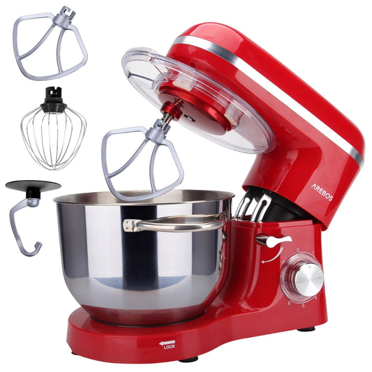 Arebos 1500W Professional Food Stand Mixer with 6L Stainless Bowl