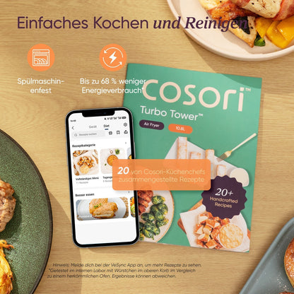 COSORI 10.8L Turbo Tower Dual Chamber Air Fryer Silver Grey