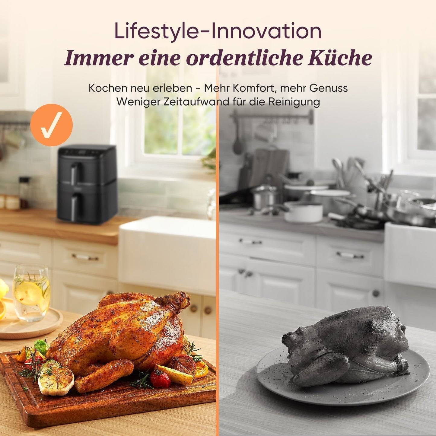 COSORI 10.8L Turbo Tower Dual Chamber Air Fryer Silver Grey