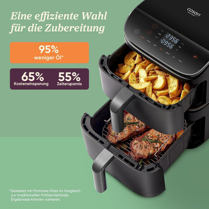 COSORI 10.8L Turbo Tower Dual Chamber Air Fryer Silver Grey