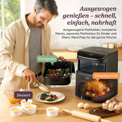 COSORI 10.8L Turbo Tower Dual Chamber Air Fryer Silver Grey