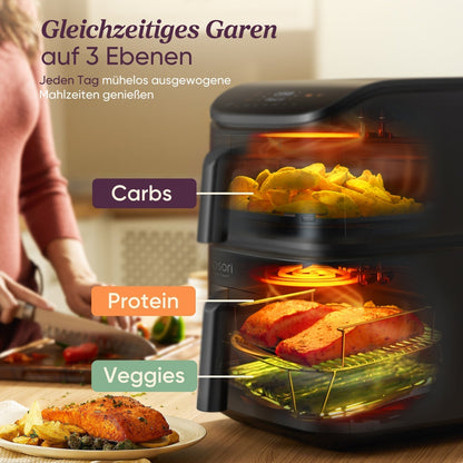 COSORI 10.8L Turbo Tower Dual Chamber Air Fryer Silver Grey