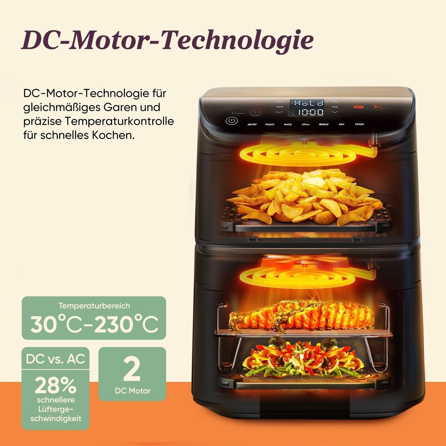 COSORI 10.8L Turbo Tower Dual Chamber Air Fryer Silver Grey